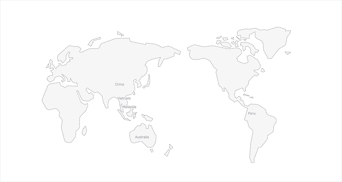 해외지도(해외법인) - China, Vietnam, Malaysia, Australia, Peru